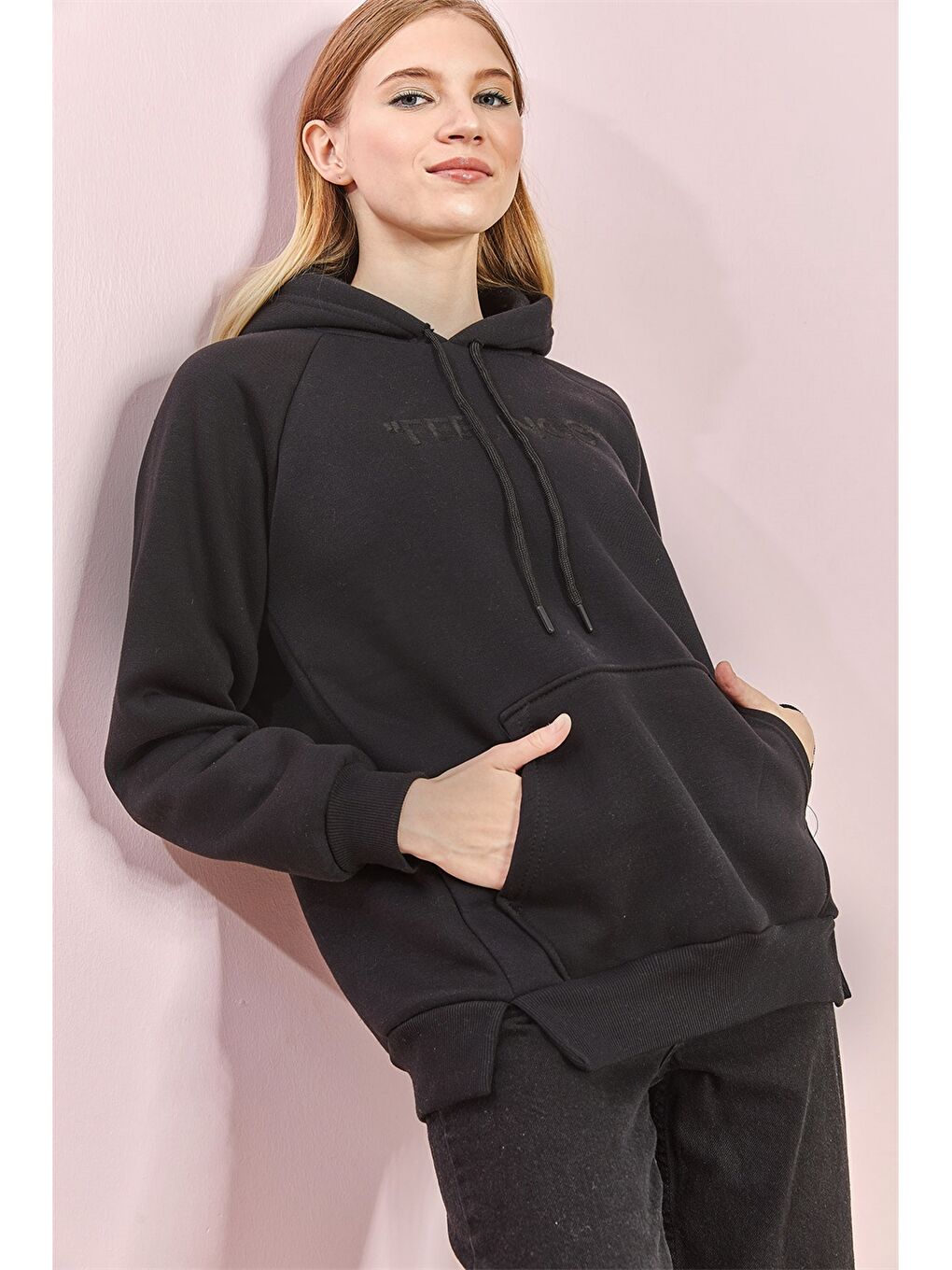 Женская толстовка с капюшоном и вышивкой с длинным рукавом-4