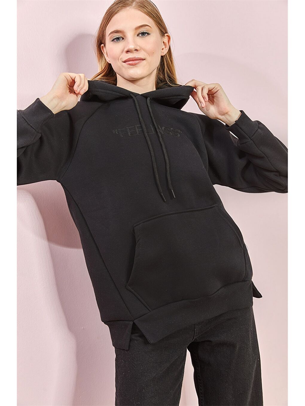 Женская толстовка с капюшоном и вышивкой с длинным рукавом-6