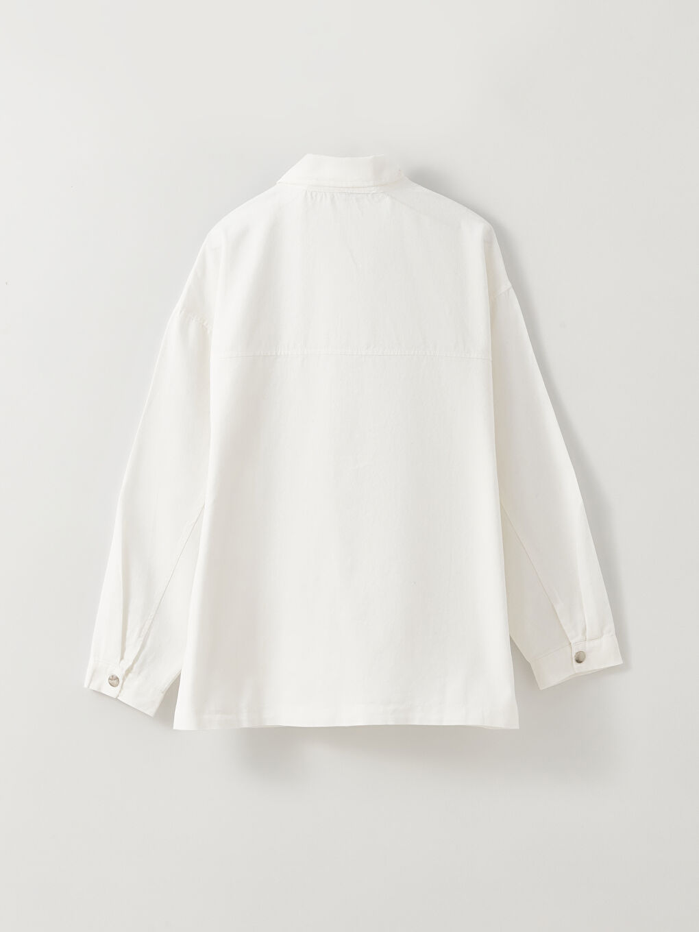 Beyaz Gömlek Yaka Oversize Kadın Ceket-7