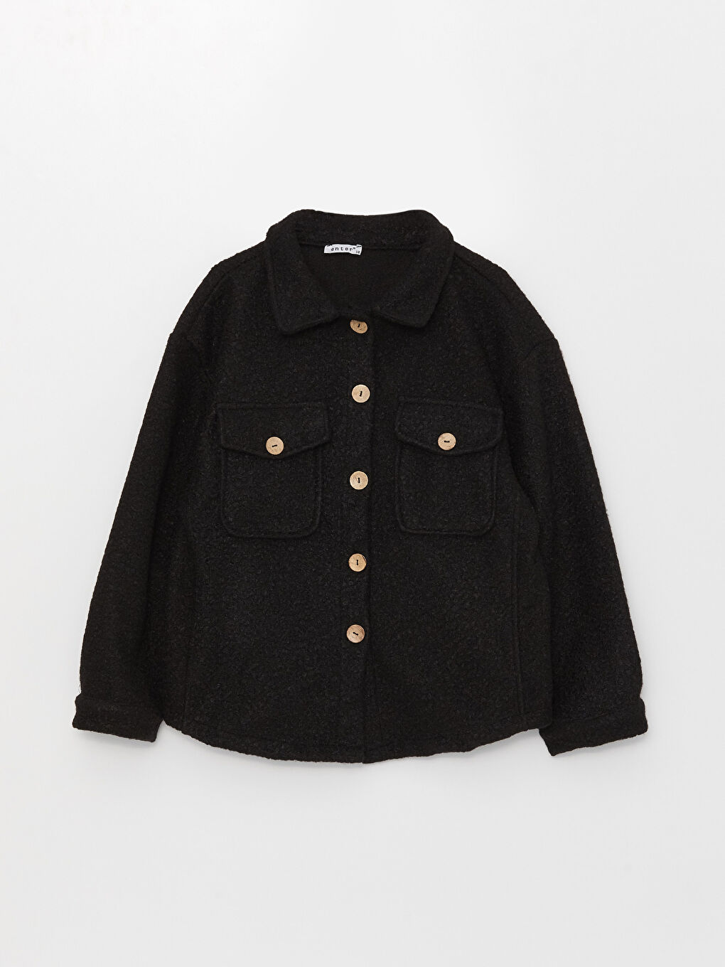 Siyah Gömlek Yaka Oversize Kadın Ceket-5