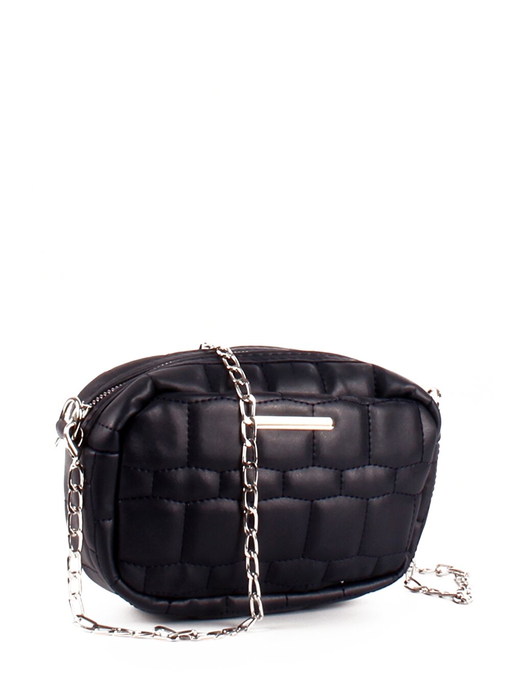 Mavi Deri Görünümlü Kapitoneli Kadın Çapraz Çanta