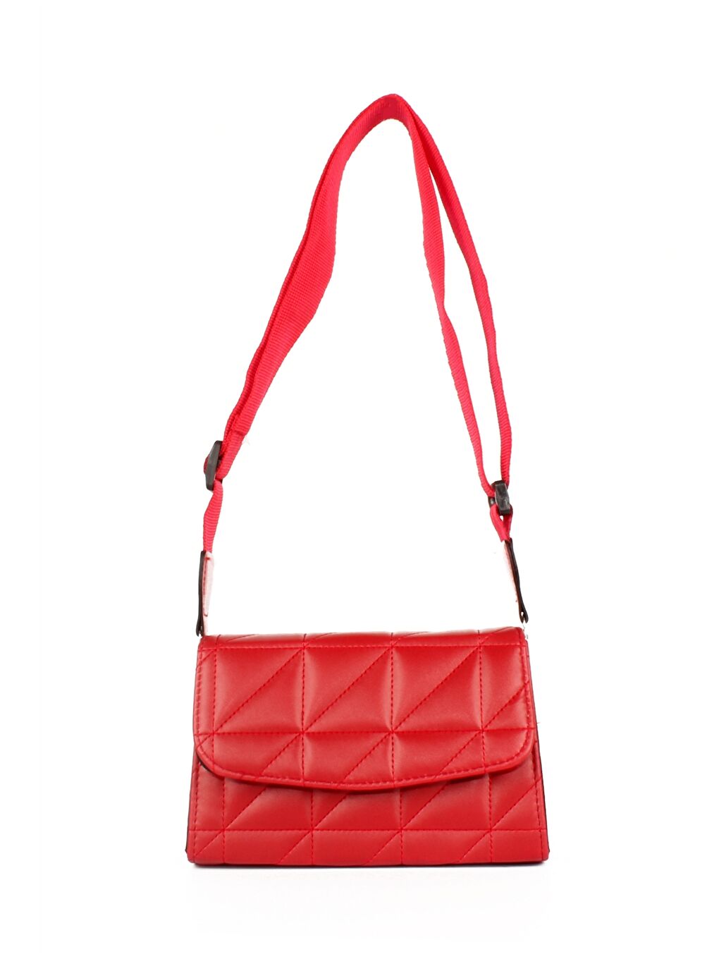 Kırmızı Deri Görünümlü Kapitoneli Kadın Omuz Çantası-1