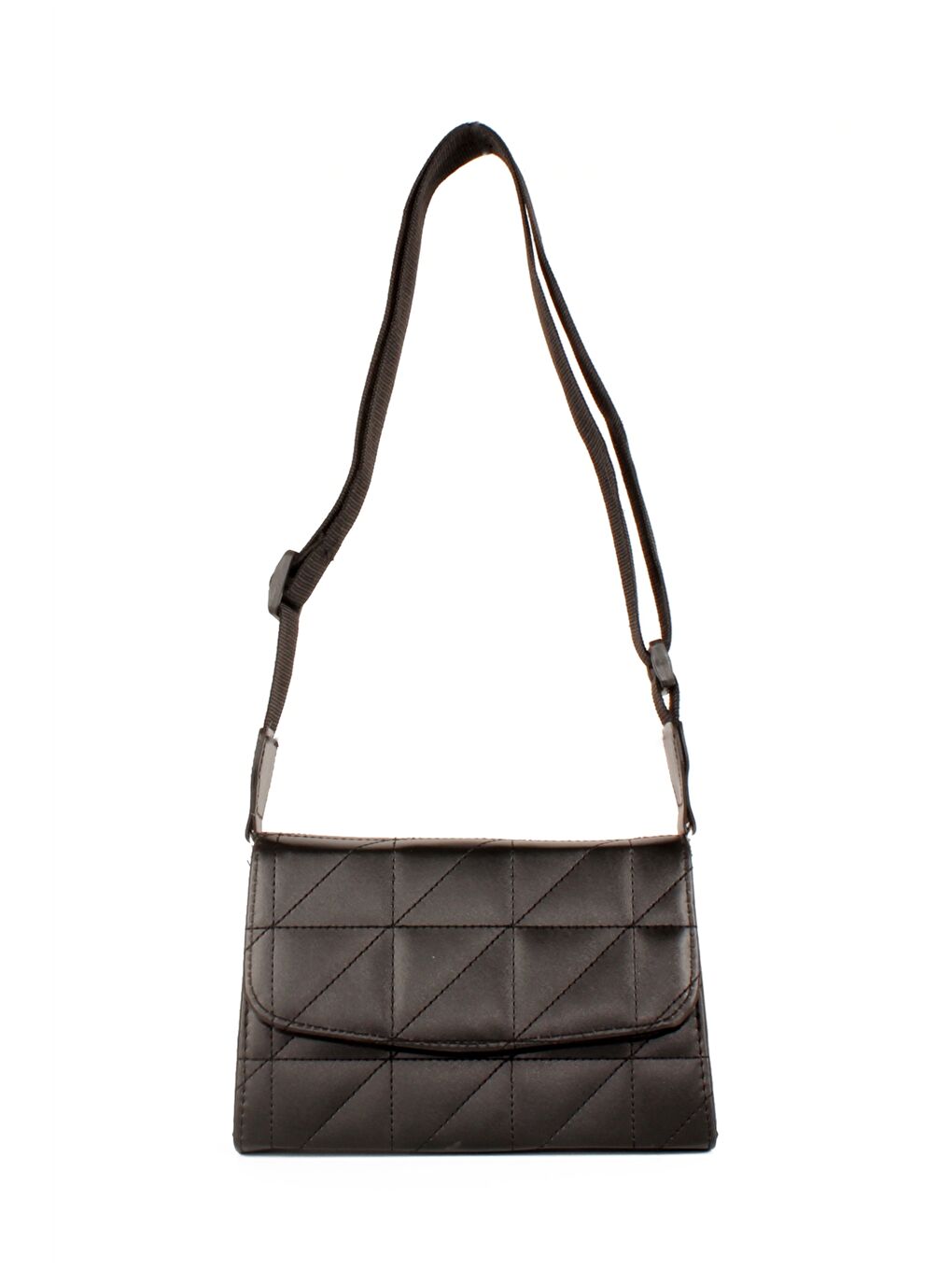 Siyah Deri Görünümlü Kapitoneli Kadın Omuz Çantası-1