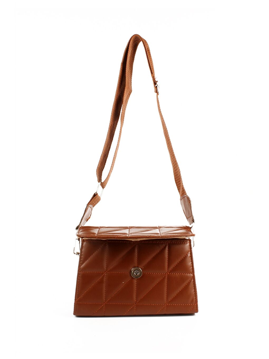 Ekru Deri Görünümlü Kapitoneli Kadın Omuz Çantası-2