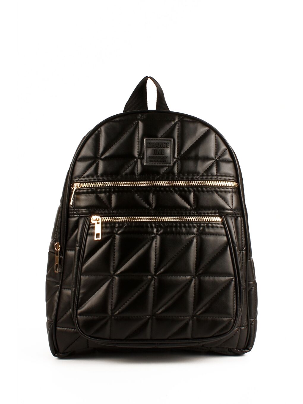 Siyah Deri Görünümlü Kapitoneli Kadın Sırt Çantası-2