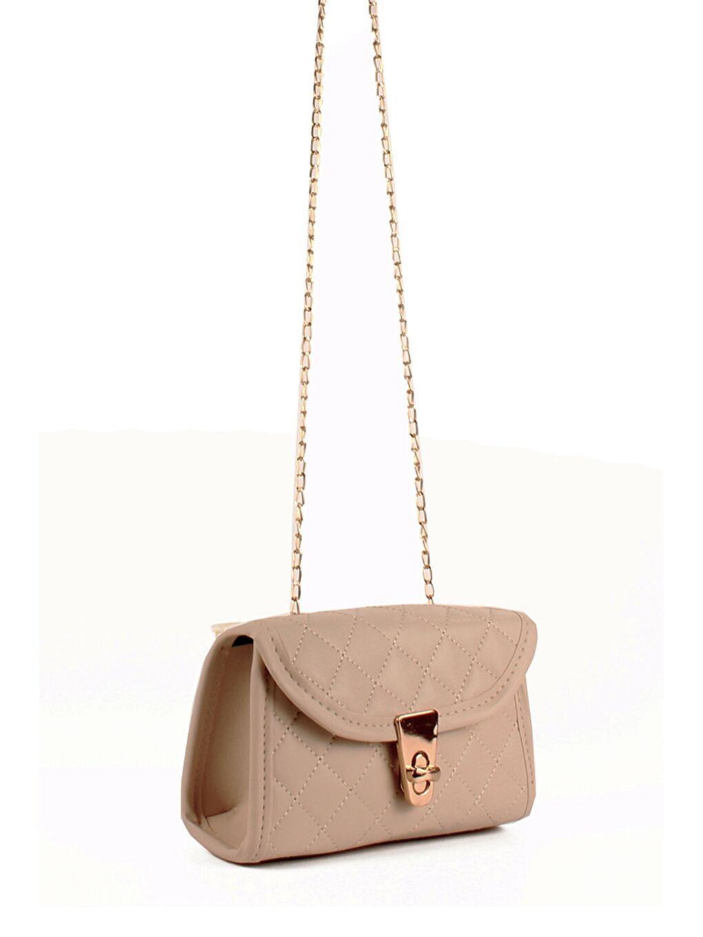 Kahverengi Deri Görünümlü Kapitoneli Kadın Çapraz Çanta