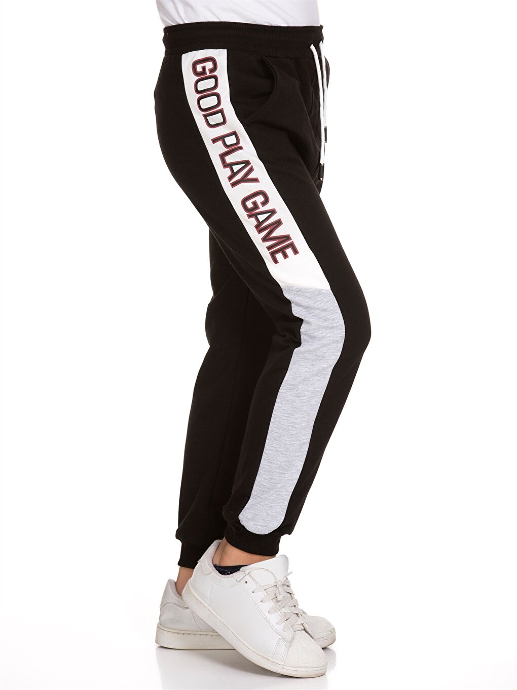 Siyah Beli Lastikli Baskılı Erkek Çocuk Jogger Eşofman Altı-1