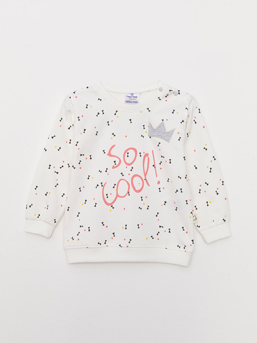 Gri Bisiklet Yaka Uzun Kollu Baskılı Unisex Bebek 2'li Takım-1