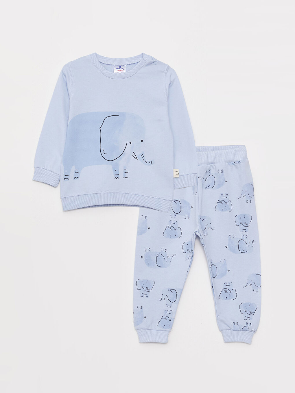 Mavi Bisiklet Yaka Uzun Kollu Baskılı Erkek Bebek 2'li Takım