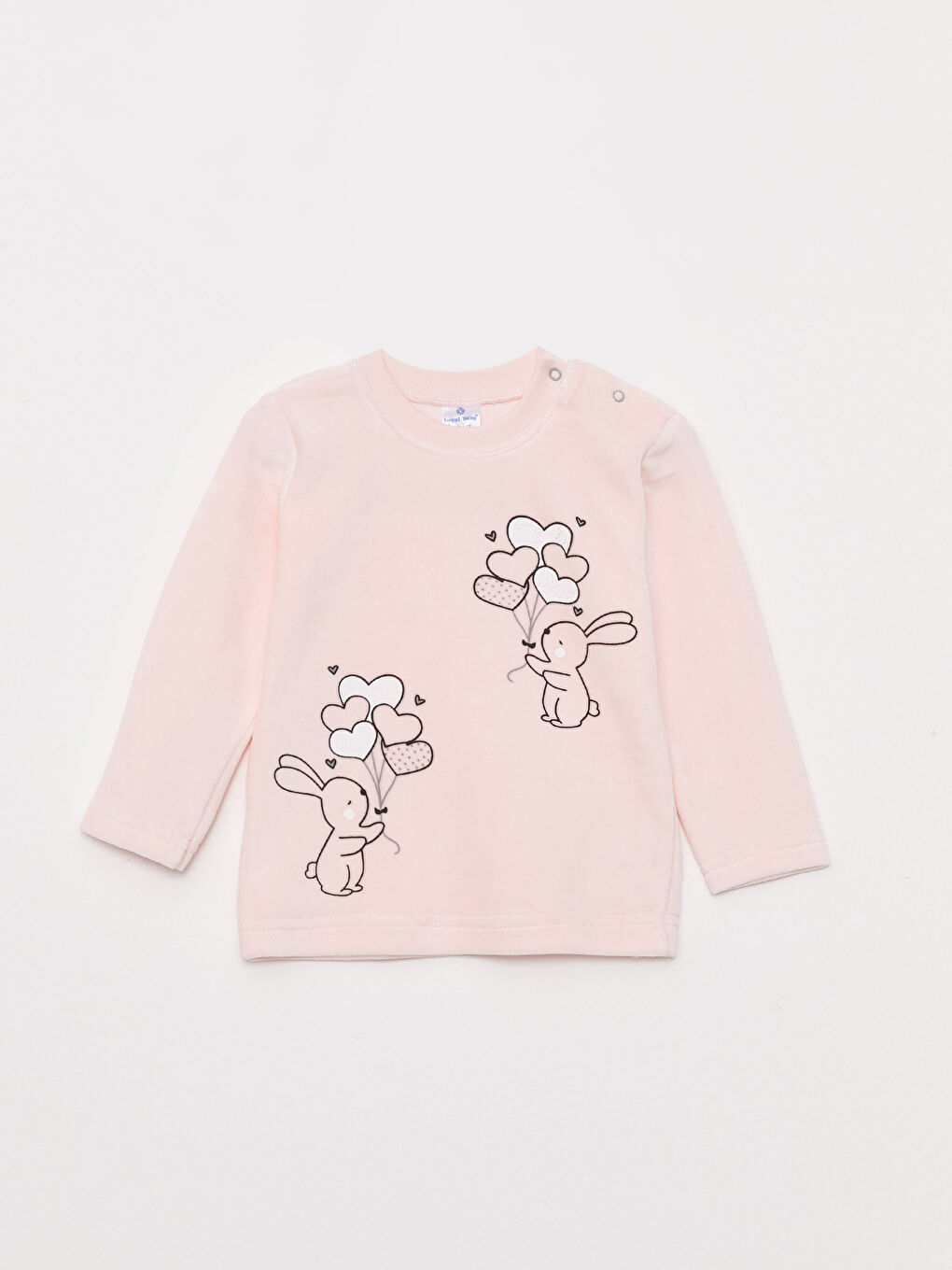 Pembe Bisiklet Yaka Uzun Kollu Baskılı Kız Bebek 2'li Takım-1