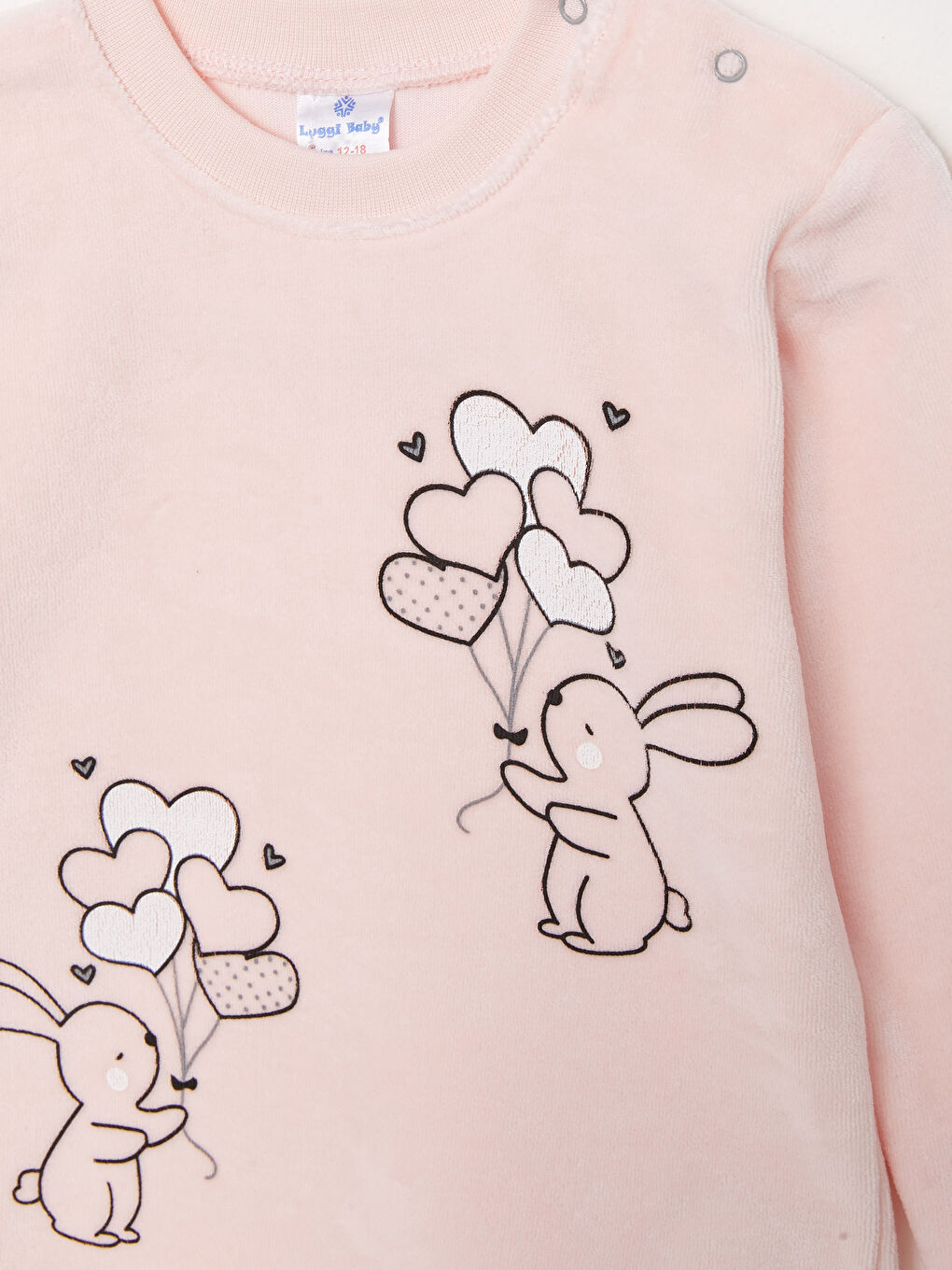 Pembe Bisiklet Yaka Uzun Kollu Baskılı Kız Bebek 2'li Takım-3