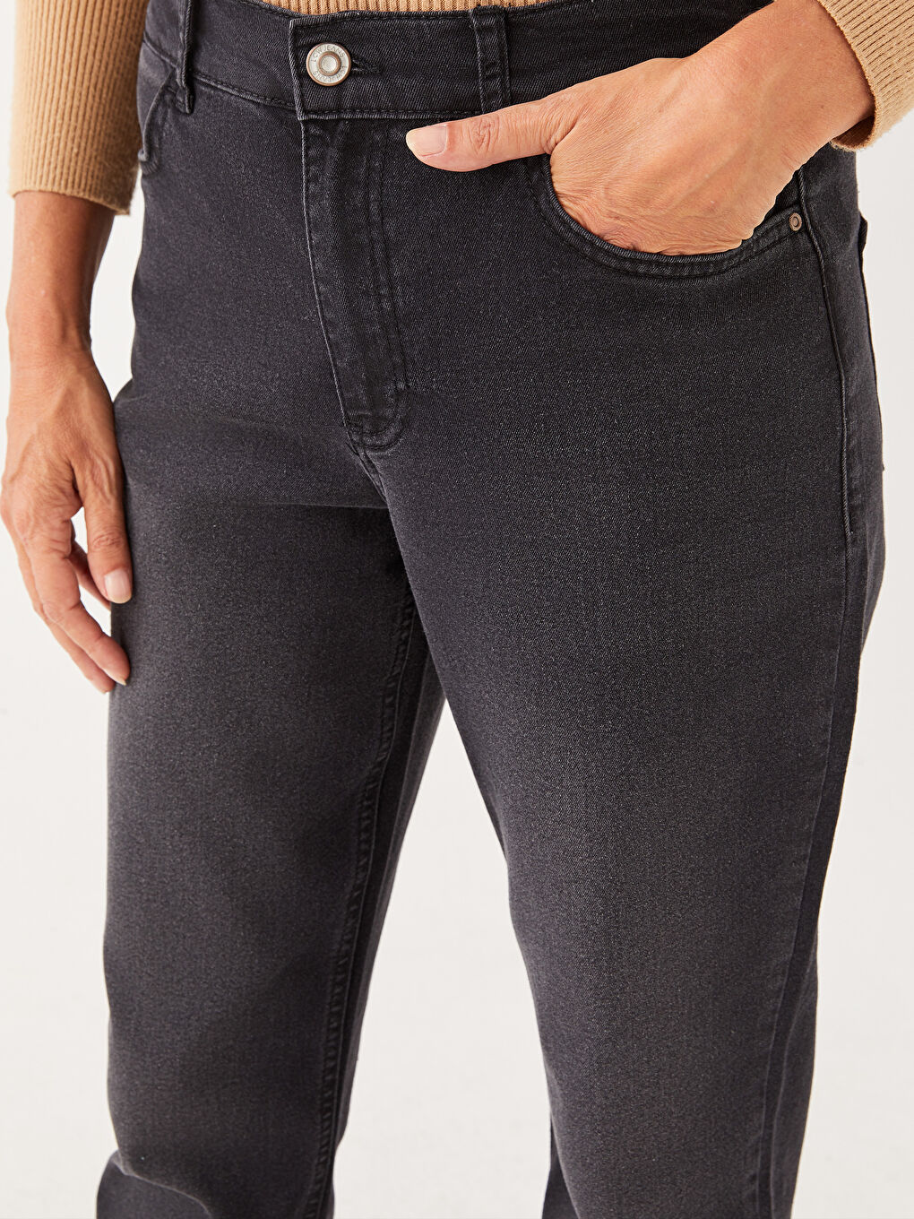 Siyah Straight Kadın Jean Pantolon-2