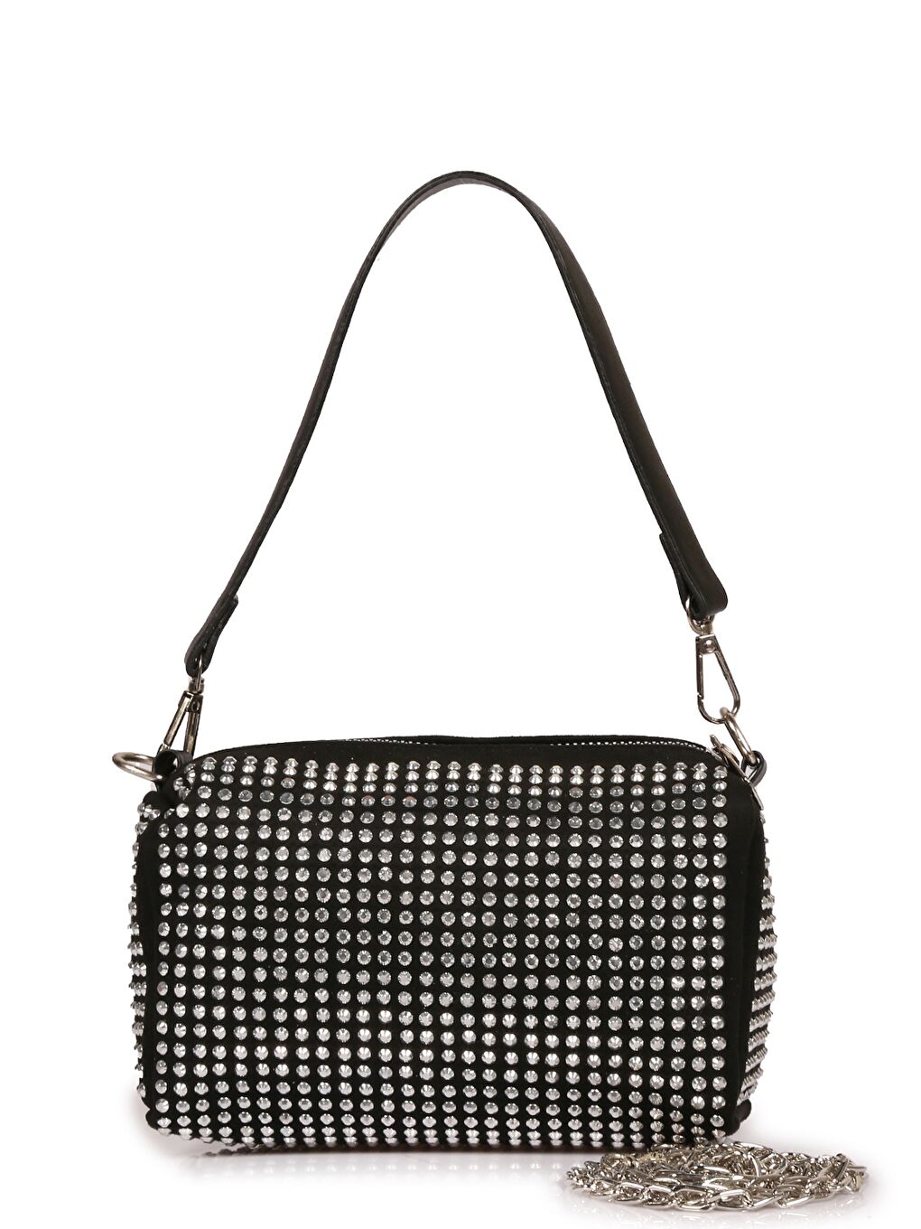 Siyah Taş Detaylı Kadın Omuz Çantası-2