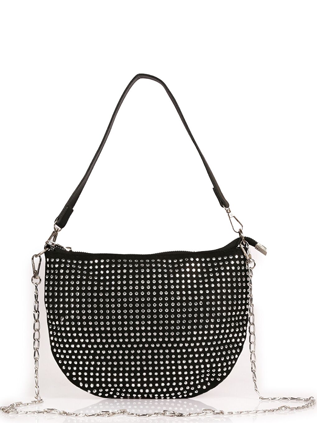 Siyah Taş Detaylı Kadın Omuz Çantası-1