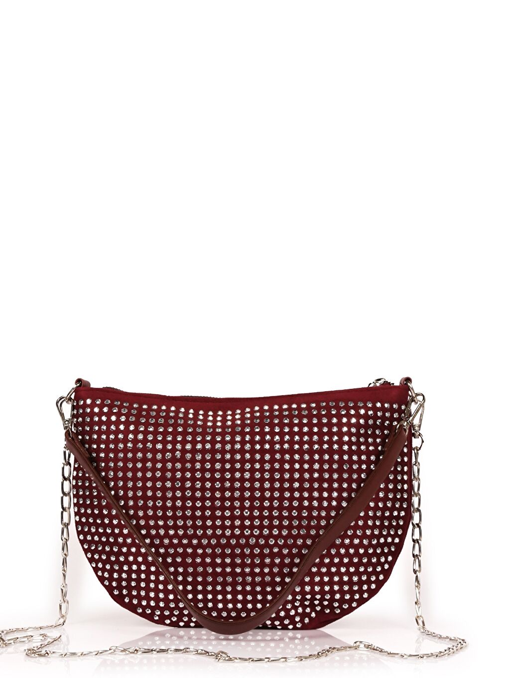 Bordo Taş Detaylı Kadın Omuz Çantası-2