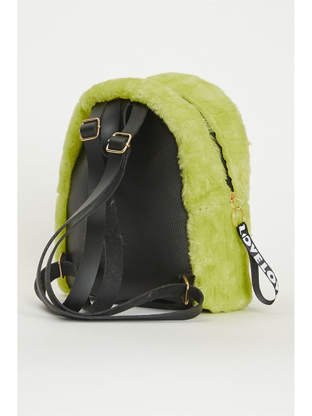 Sarı Kürk Görünümlü Kadın Sırt Çantası-1