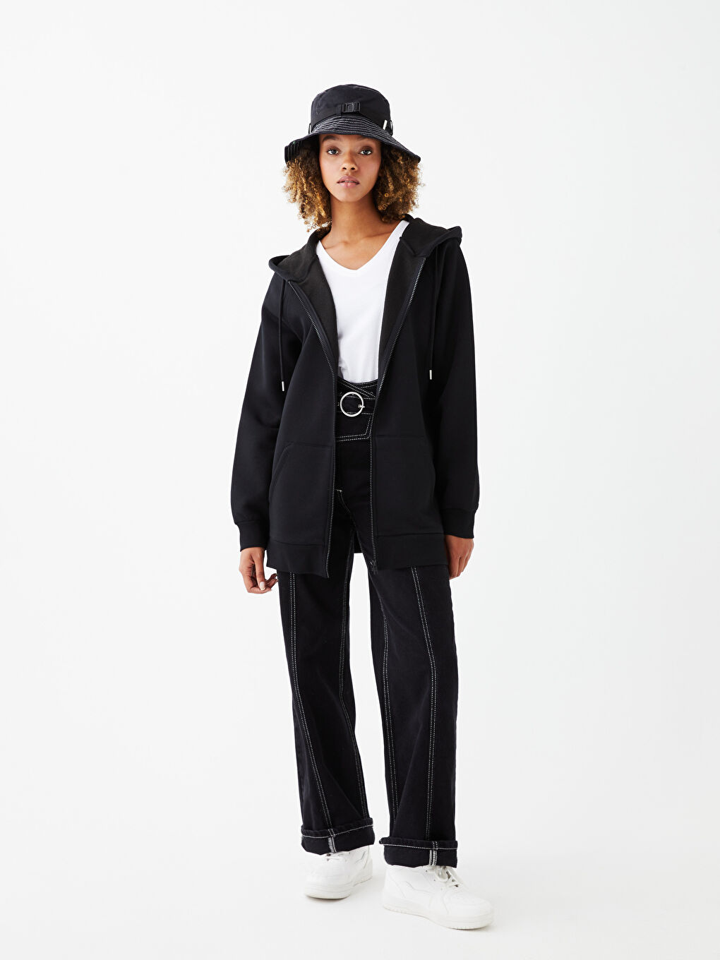 Hooded Regular Long Sleeve Oversize Women's Sports Cardigan-2