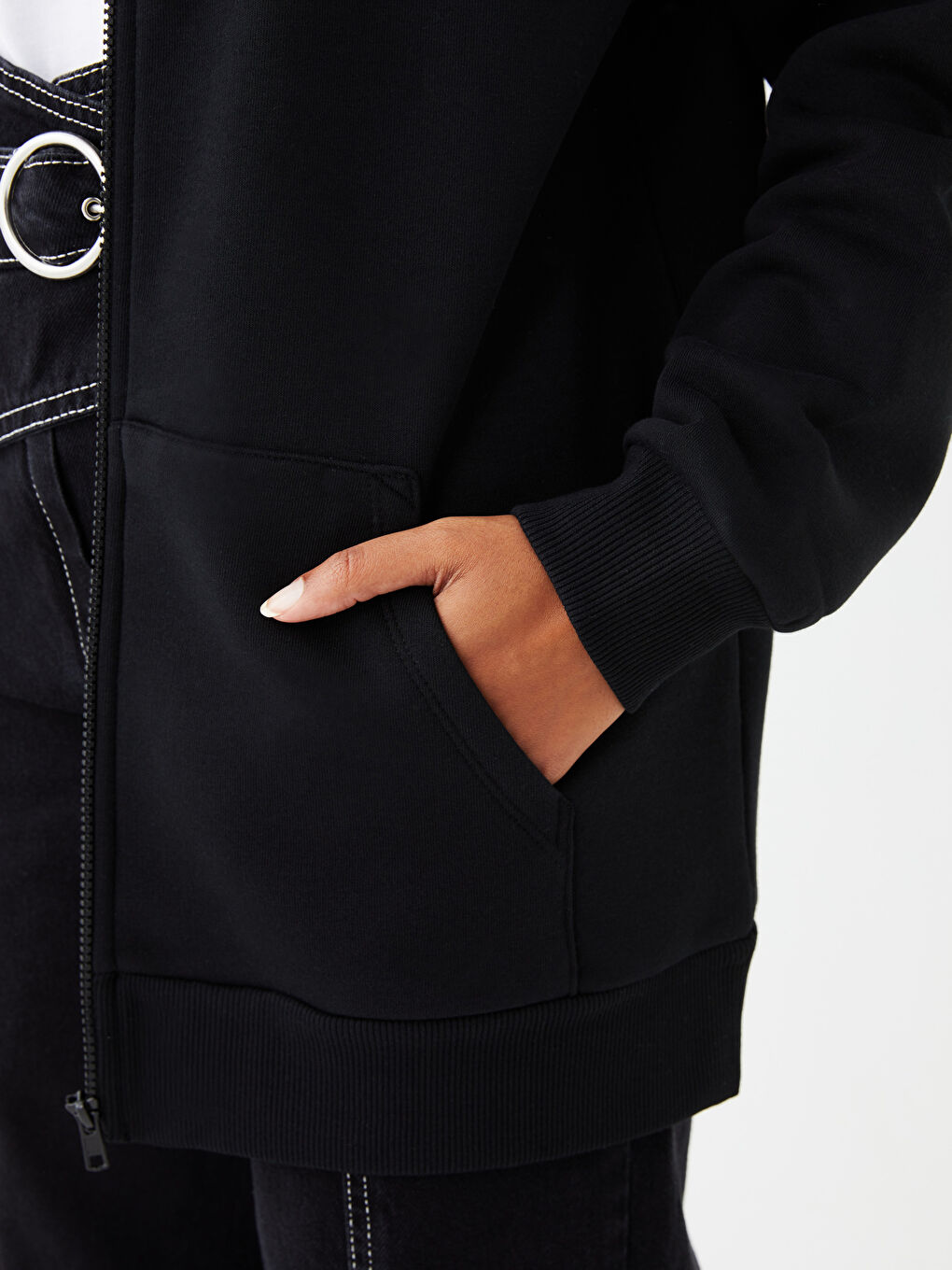 Hooded Regular Long Sleeve Oversize Women's Sports Cardigan-3