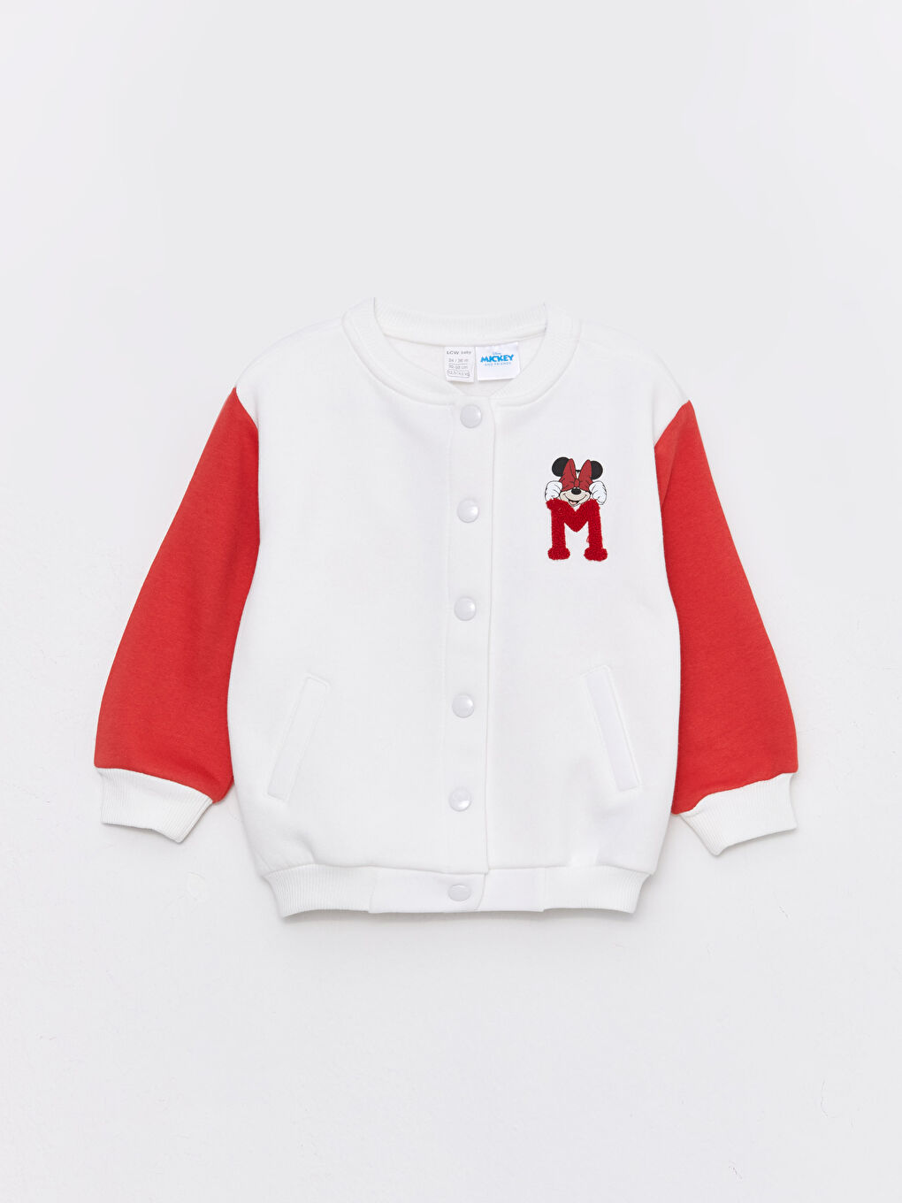 Bej Kolej Yaka Uzun Kollu Mickey Mouse Nakışlı Kız Bebek  Bomber Ceket