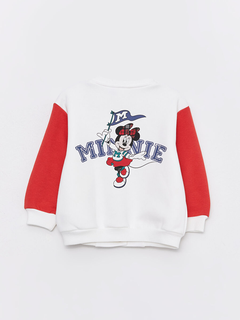 Bej Kolej Yaka Uzun Kollu Mickey Mouse Nakışlı Kız Bebek  Bomber Ceket-1