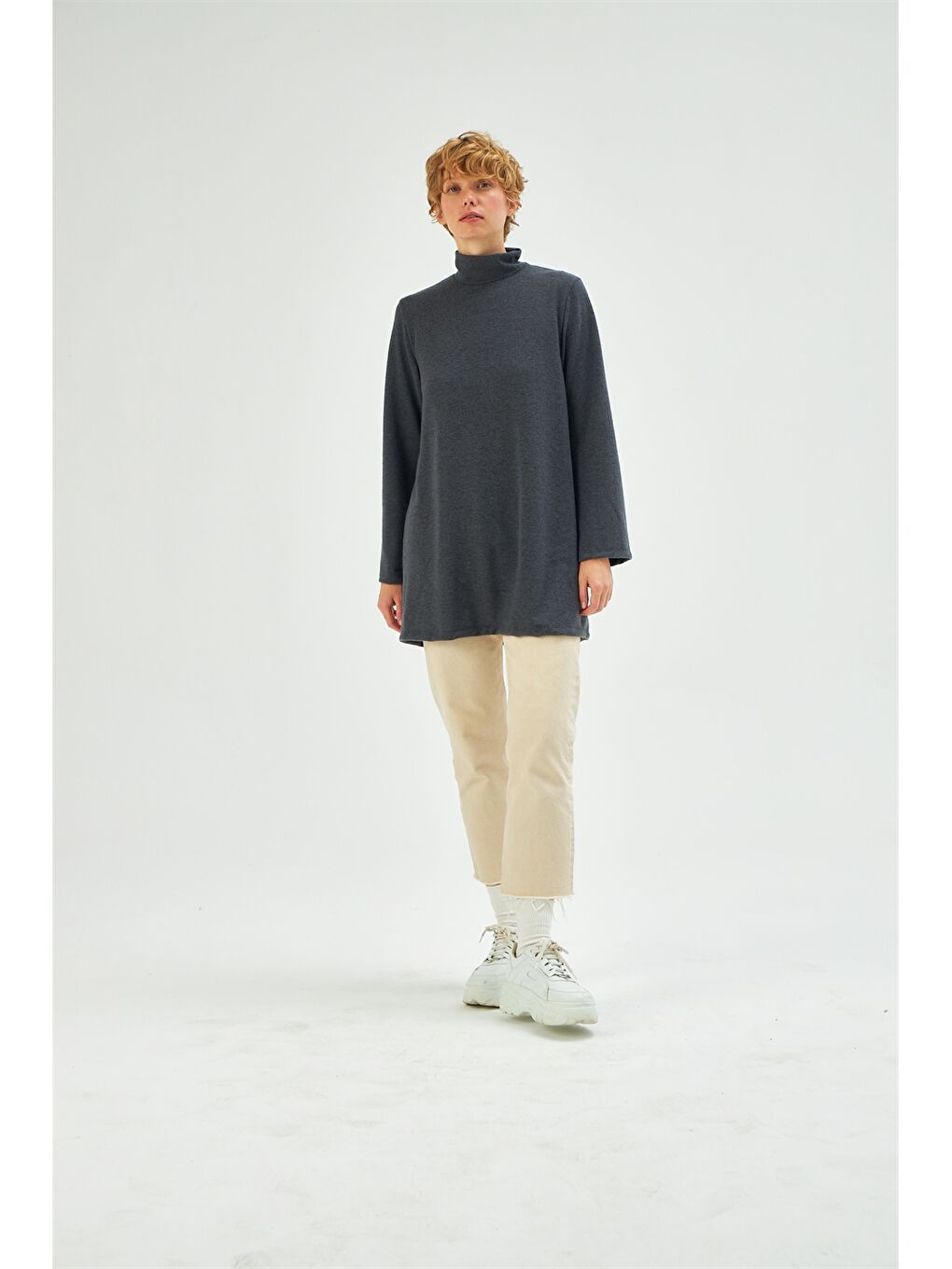 Half Fisherman Straight Long Sleeve Women's Tunic