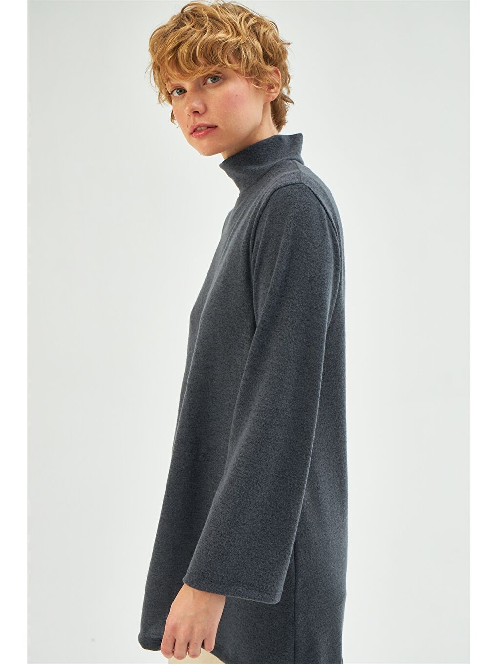 Half Fisherman Straight Long Sleeve Women's Tunic-3