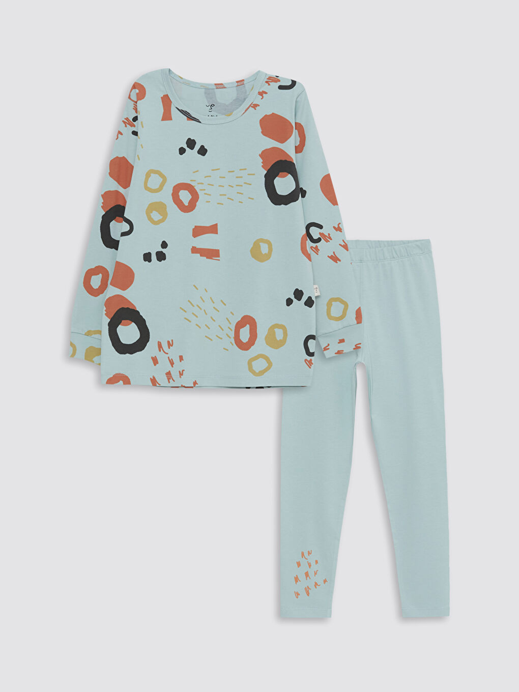 Yeşil Bisiklet Yaka Baskılı Uzun Kollu Erkek Çocuk Pijama Takımı