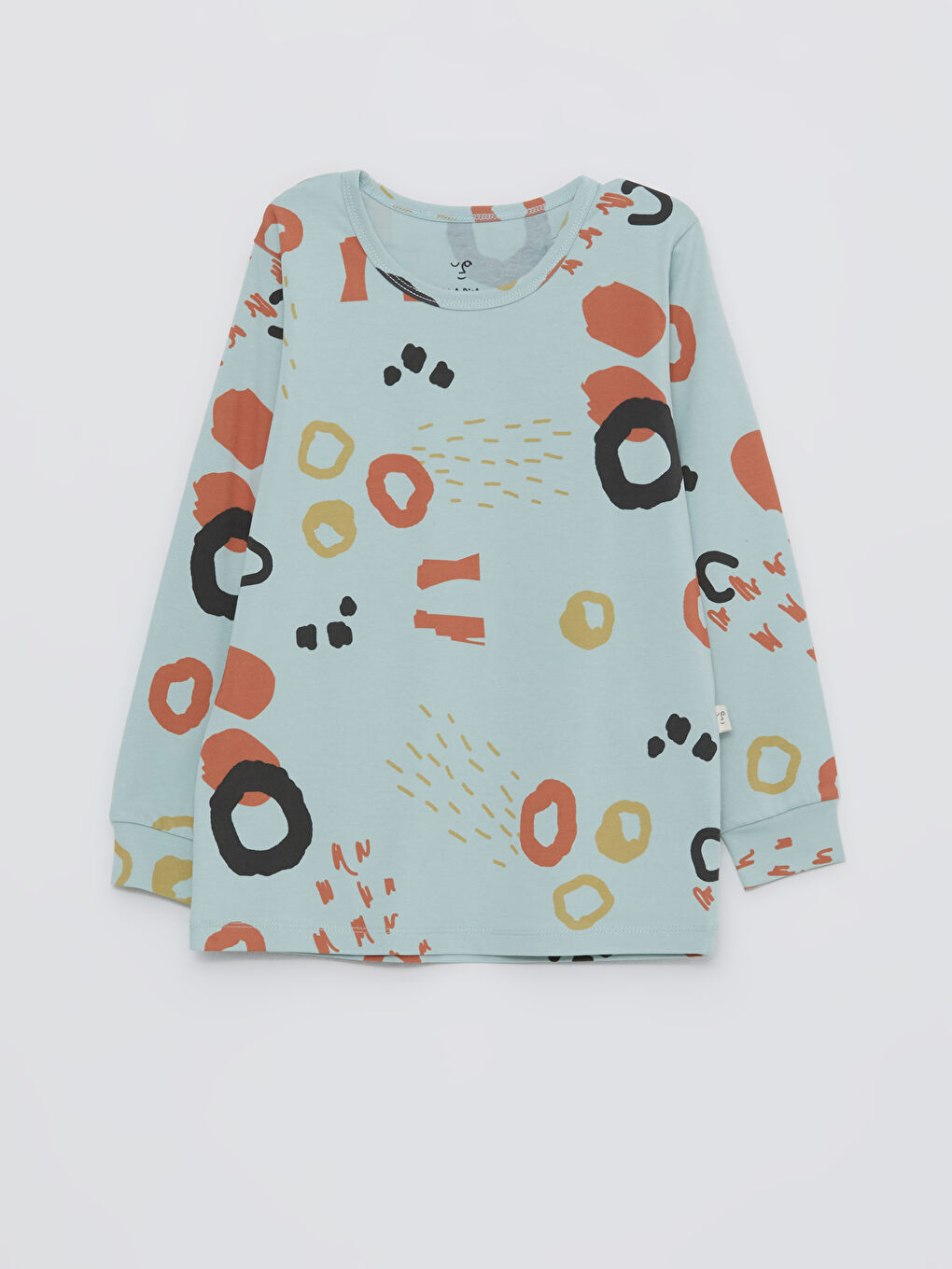 Yeşil Bisiklet Yaka Baskılı Uzun Kollu Erkek Çocuk Pijama Takımı-1