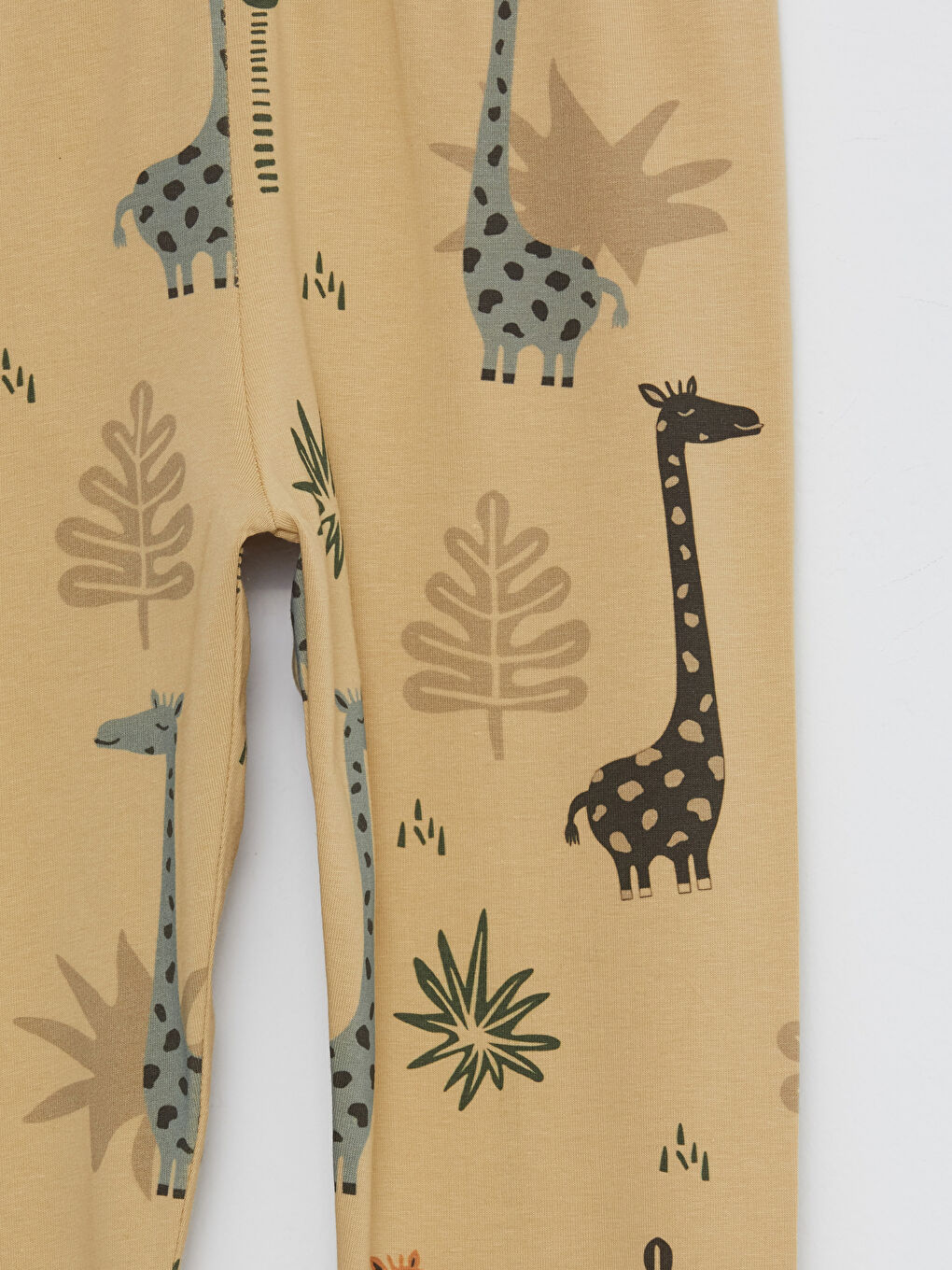 Ekru Bisiklet Yaka Baskılı Uzun Kollu Erkek Çocuk Pijama Takımı-3