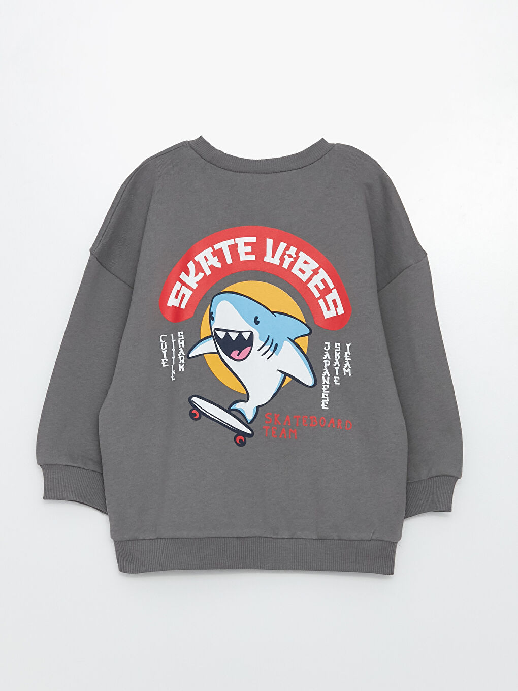 LCW baby Gri Bisiklet Yaka Uzun Kollu Baskılı Erkek Bebek Sweatshirt - 1