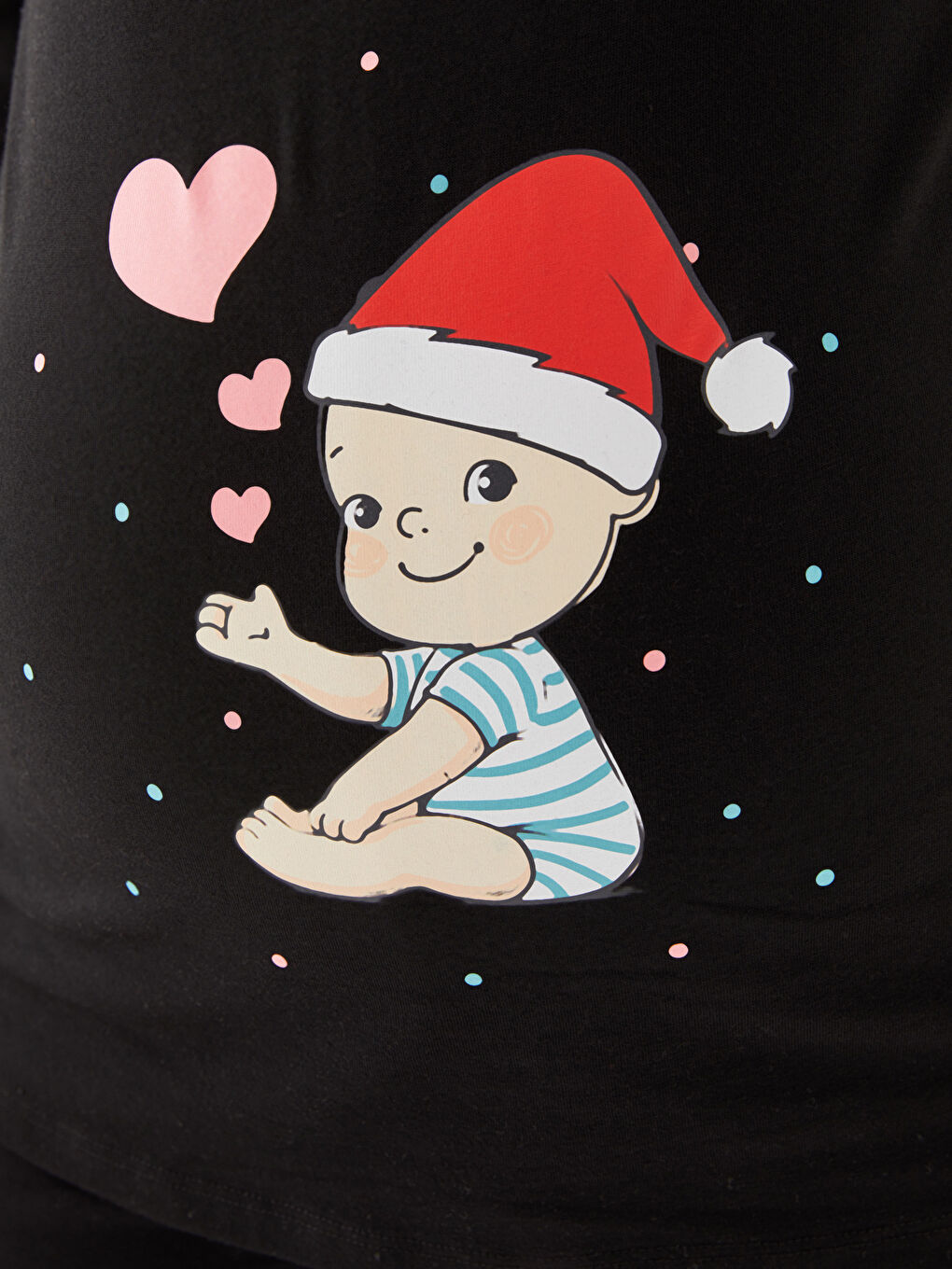 Crew Neck Printed Long Sleeve Maternity T-shirt-3