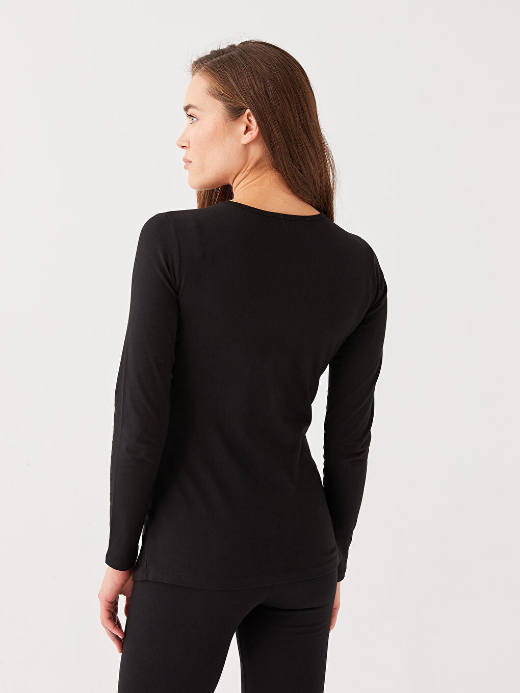 Crew Neck Printed Long Sleeve Maternity T-shirt-4