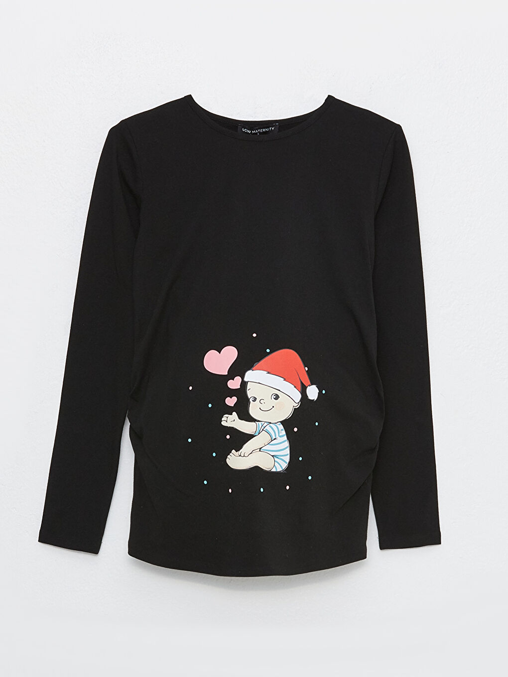 Crew Neck Printed Long Sleeve Maternity T-shirt-5