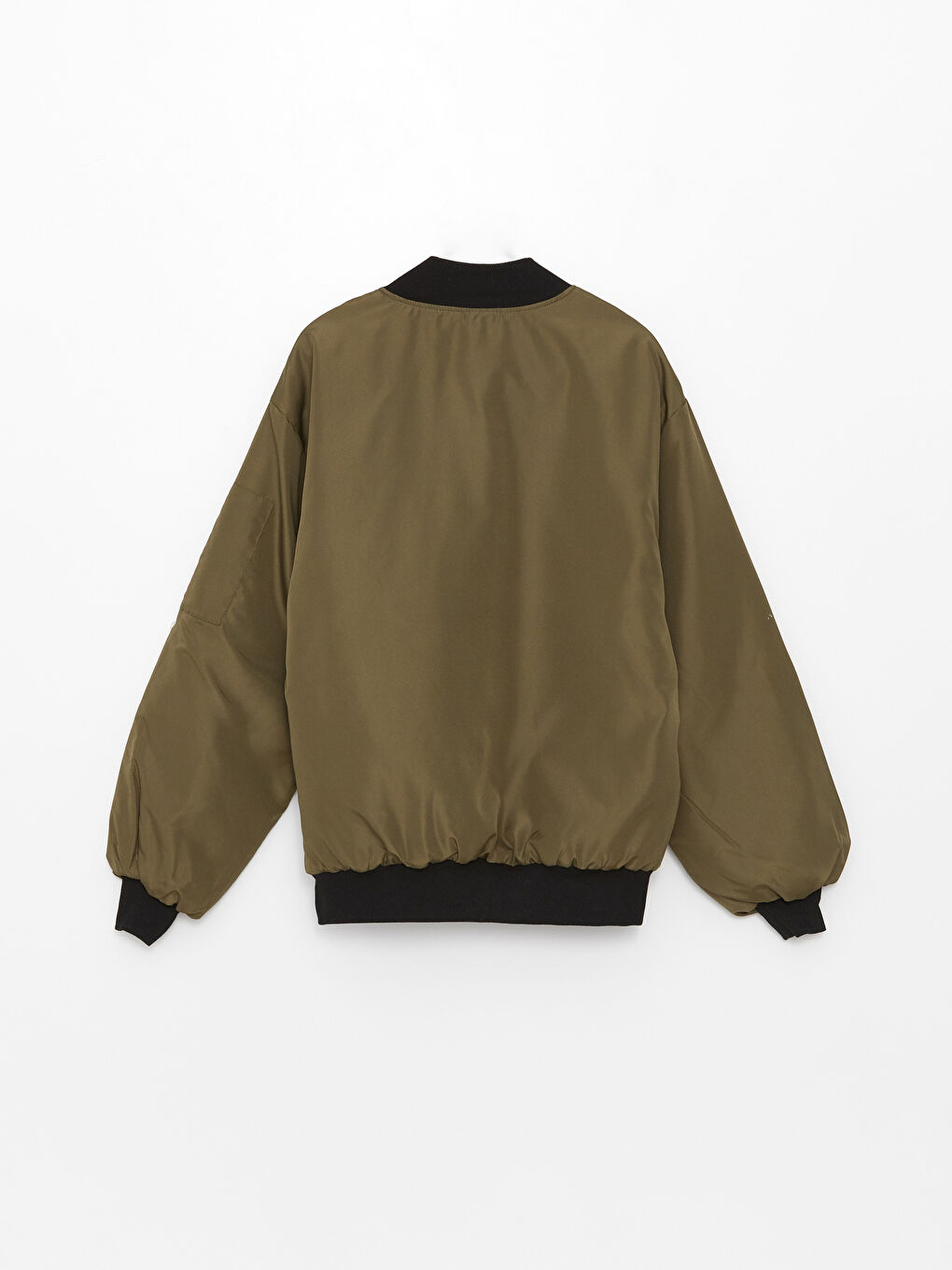 Haki Kolej Yaka Düz Uzun Kollu Kadın Mont-14