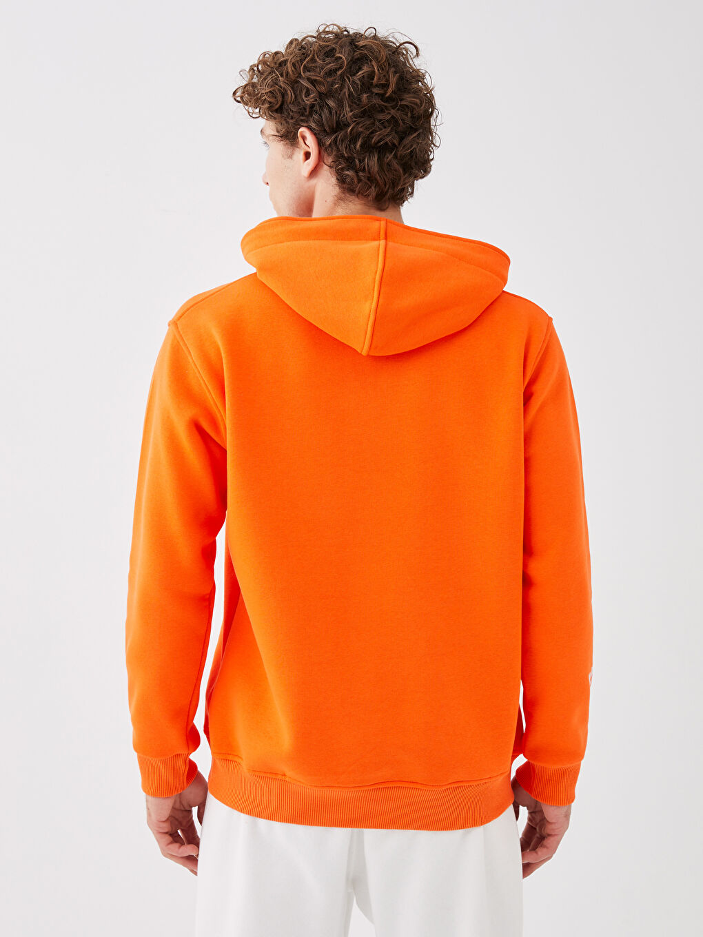 Turuncu Uzun Kollu Baskılı Erkek Hoodie-5