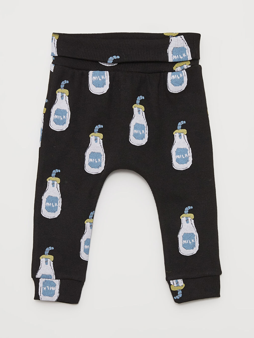 Siyah Bisiklet Yaka Uzun Kollu Baskılı Kız Bebek 2'li Takım-2