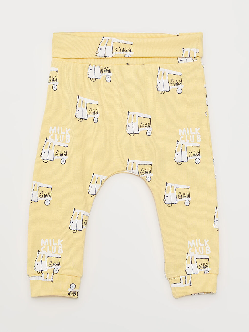 Sarı Bisiklet Yaka Uzun Kollu Baskılı Erkek Bebek 2'li Takım-2