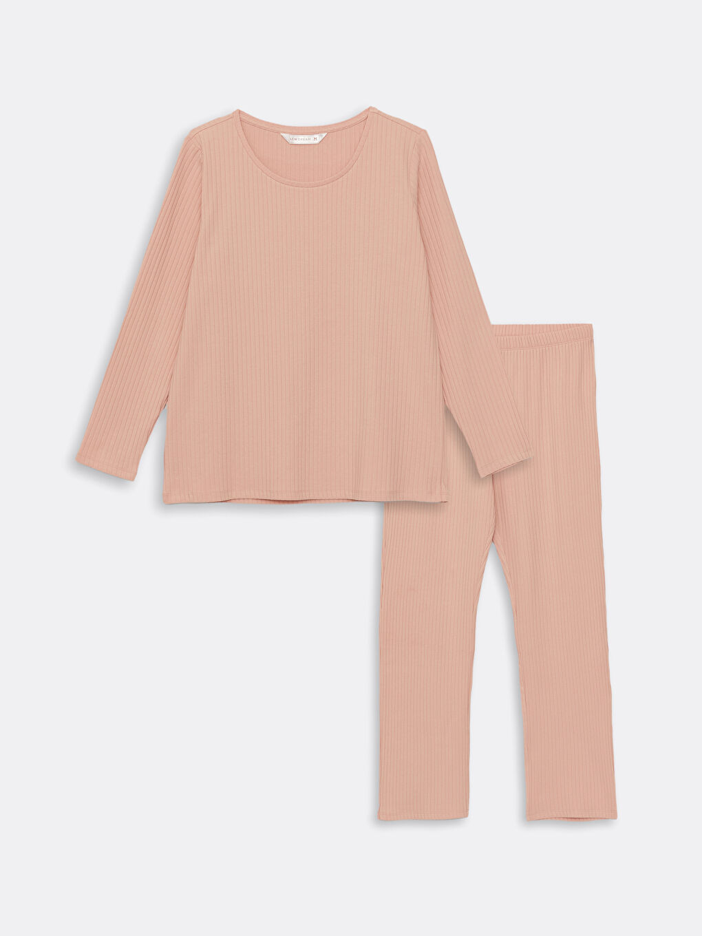 Crew Neck Plain Long Sleeve Women's Pyjama Set-4