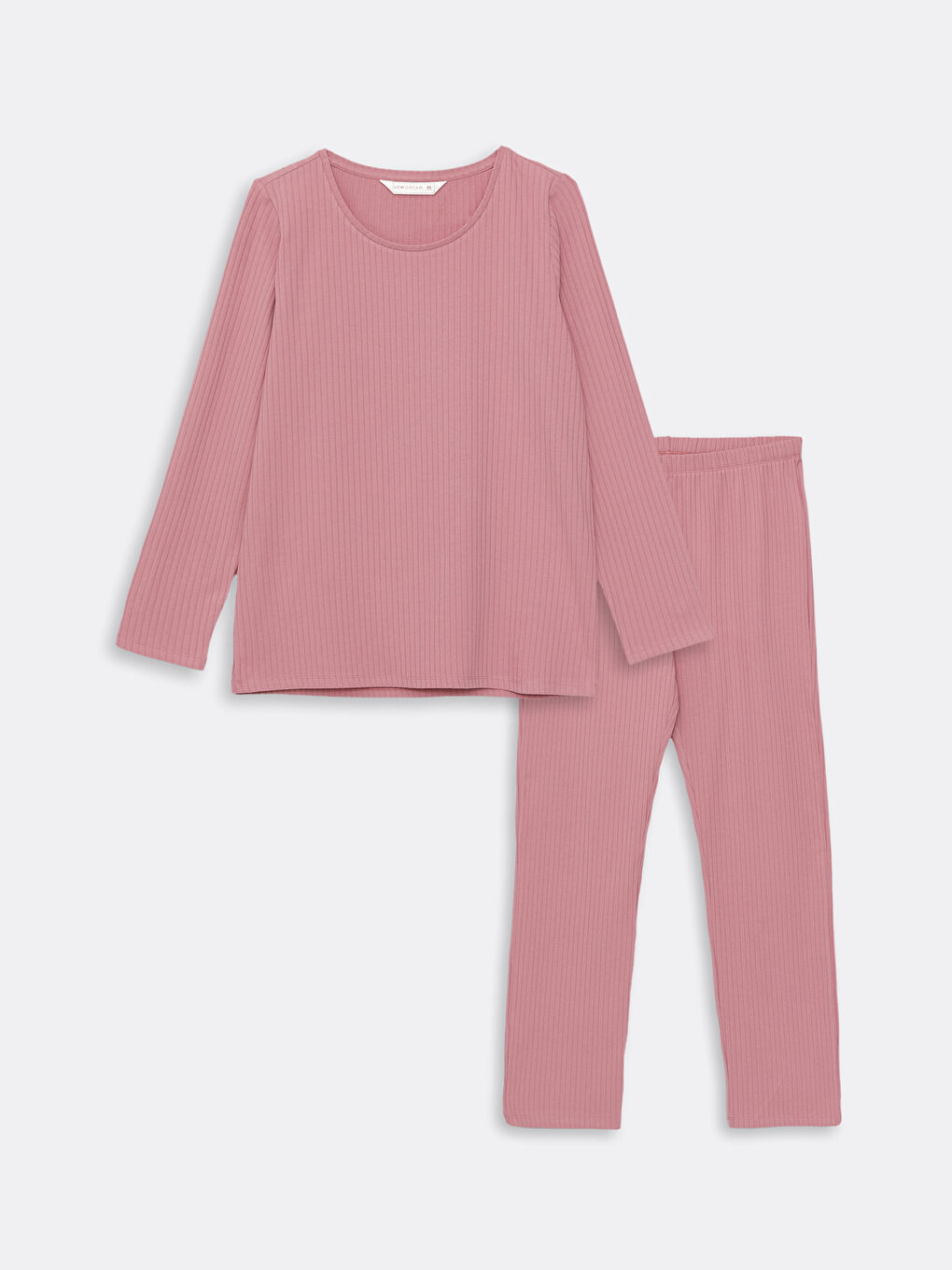 Crew Neck Plain Long Sleeve Women's Pyjama Set-4