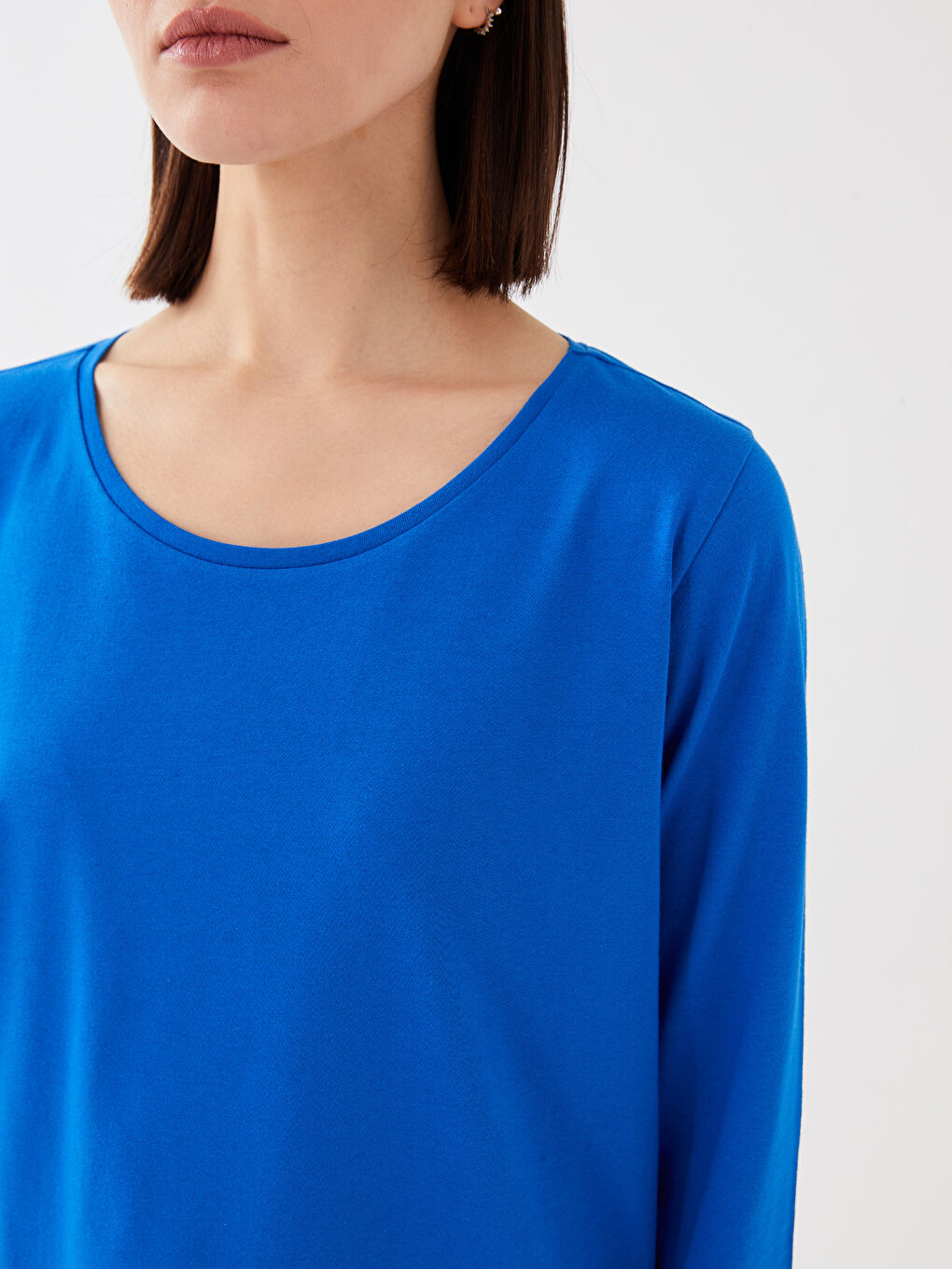 Crew Neck Plain Long Sleeve Women's Pyjama Set-3