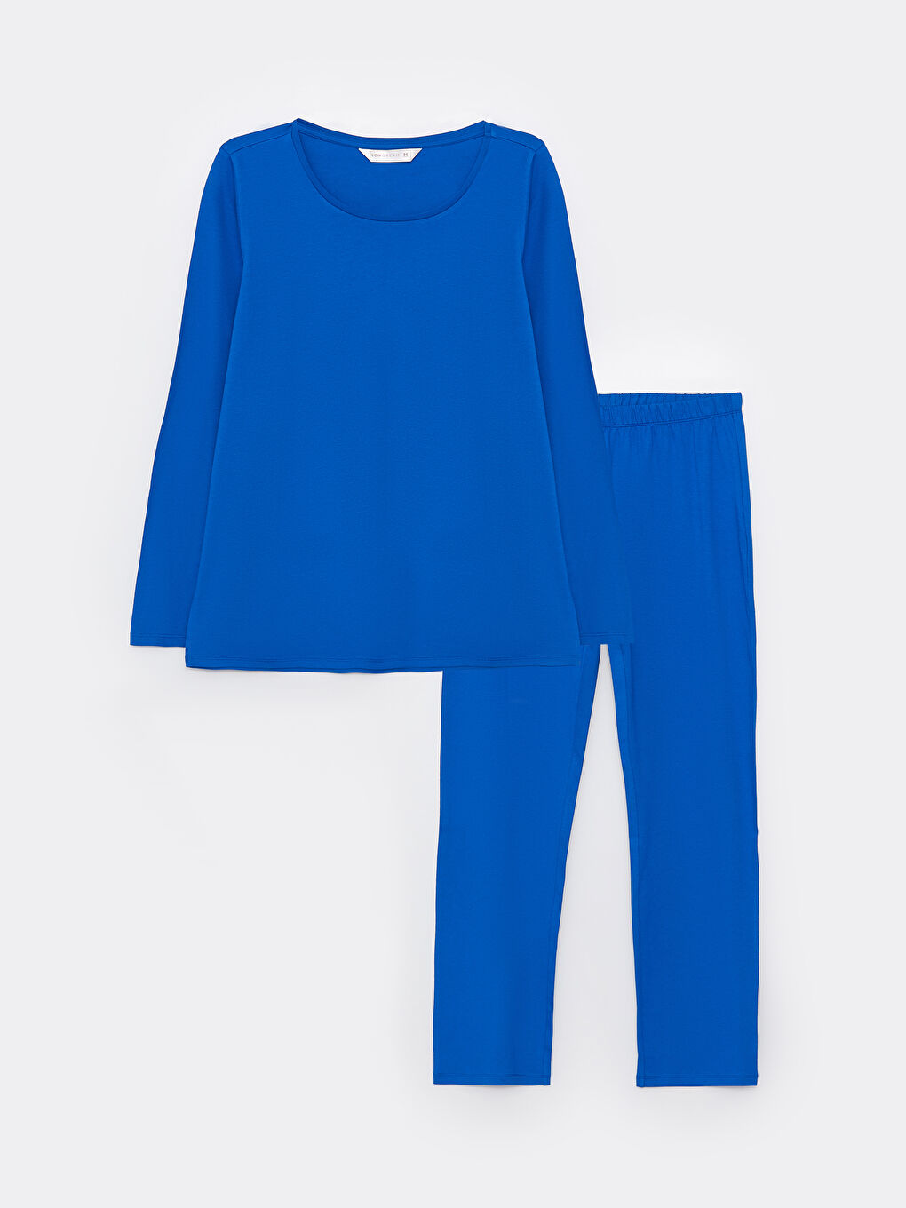 Crew Neck Plain Long Sleeve Women's Pyjama Set-5