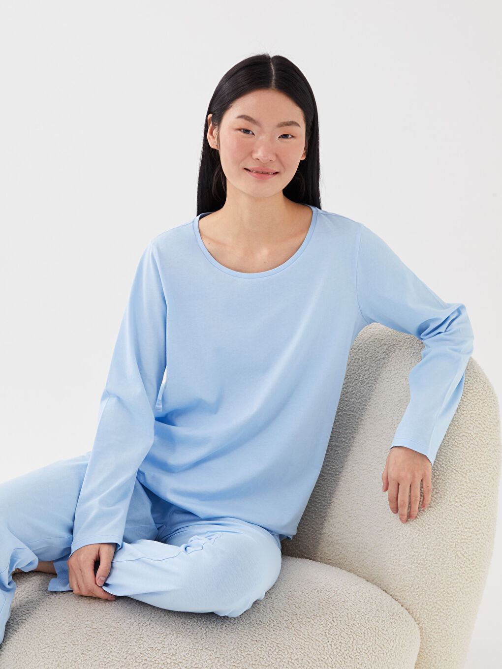LC Waikiki Crew Neck Plain Long Sleeve Women's Pyjama Set -W2JJ26Z8-QXH