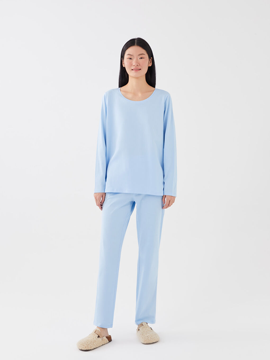 LC Waikiki Crew Neck Plain Long Sleeve Women's Pyjama Set -W2JJ26Z8-QXH