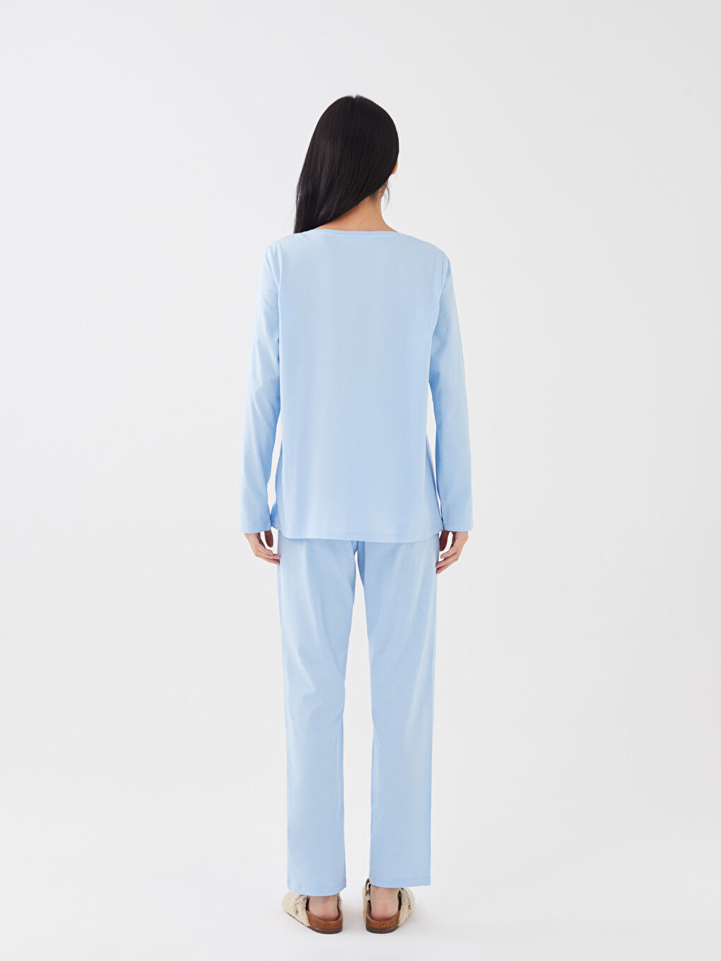 LC Waikiki Crew Neck Plain Long Sleeve Women's Pyjama Set -W2JJ26Z8-QXH