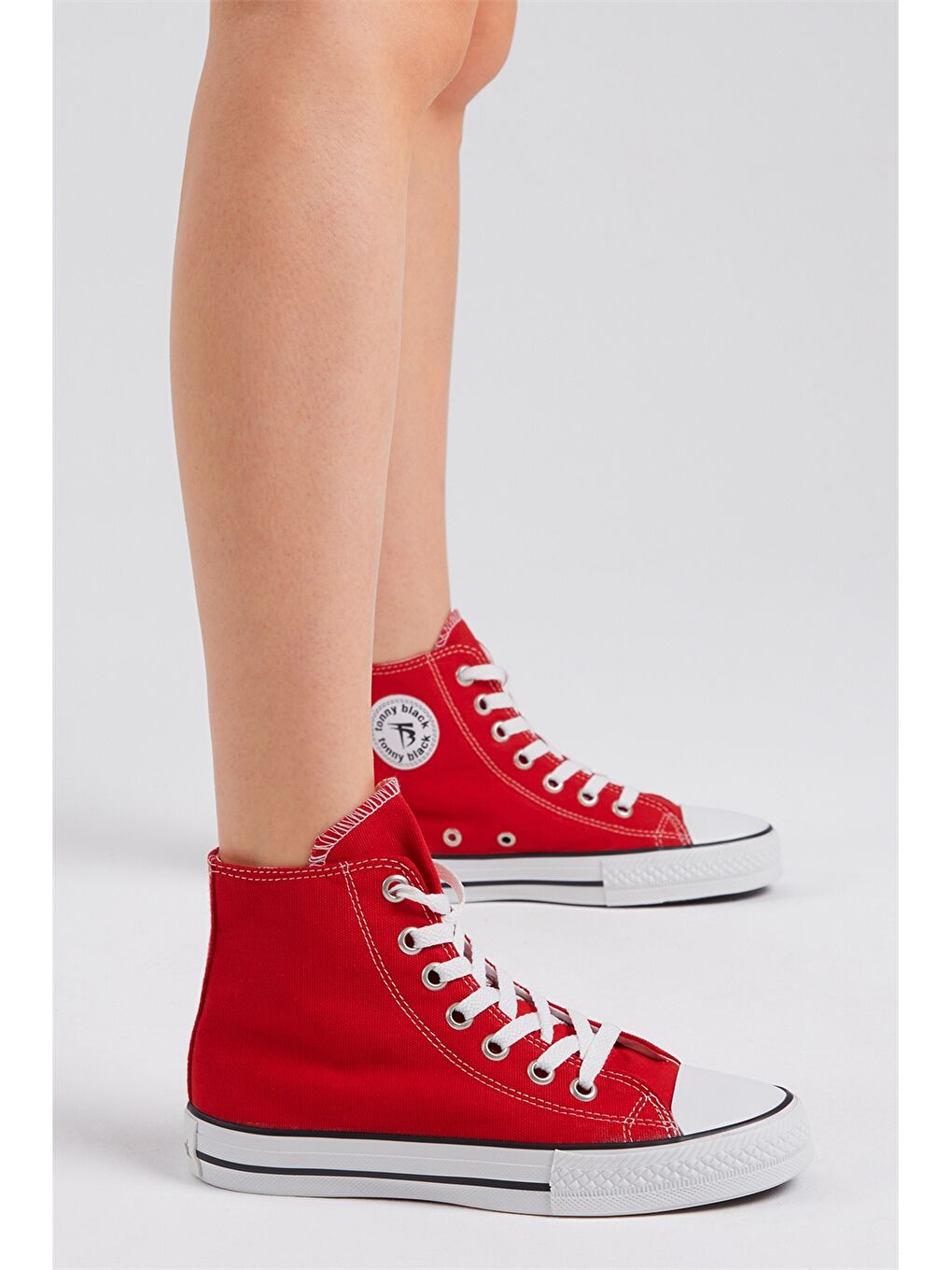 Kırmızı Bağcıklı Bilek Boy Kadın Spor Ayakkabı-4