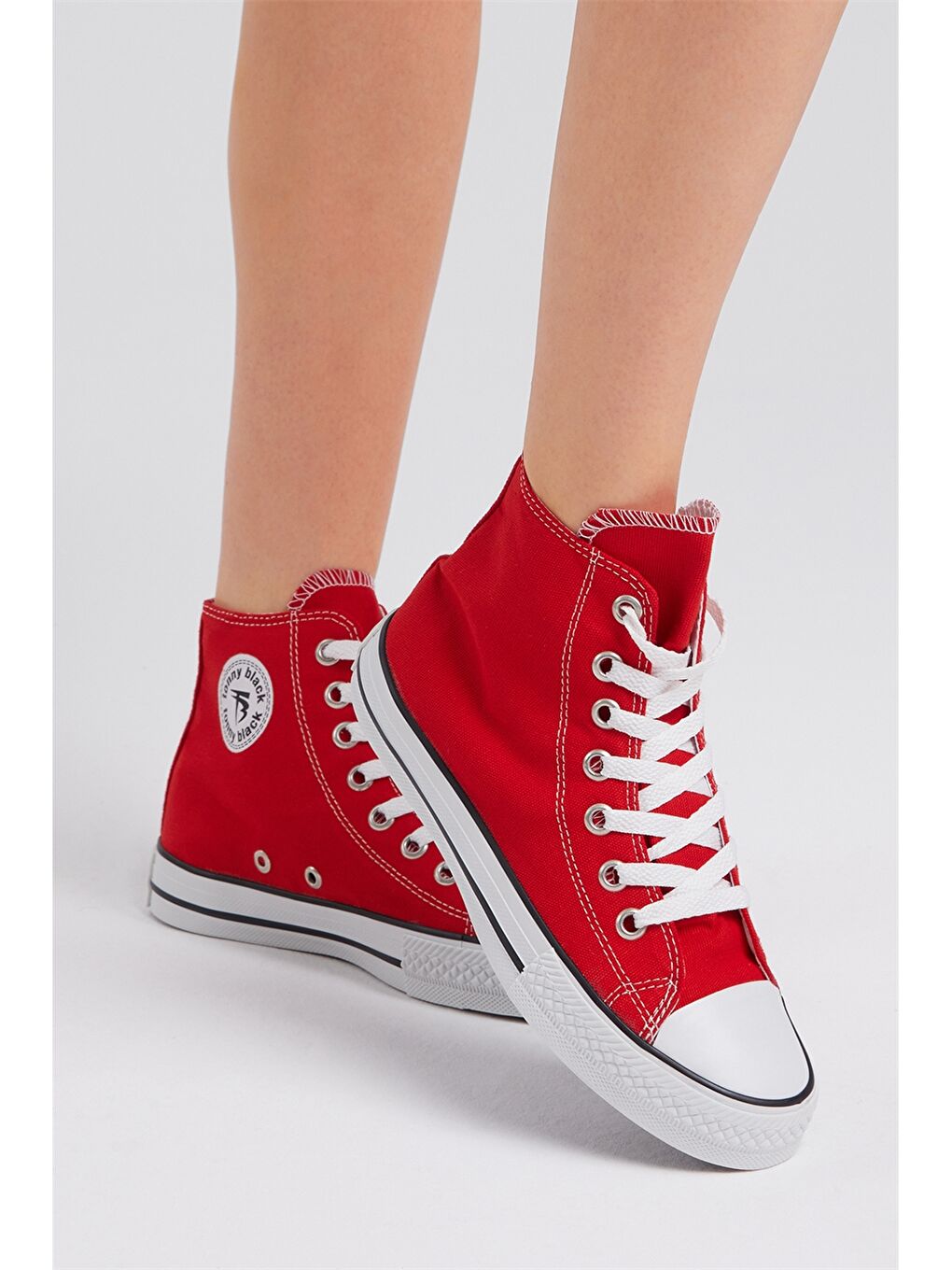 Kırmızı Bağcıklı Bilek Boy Kadın Spor Ayakkabı-8