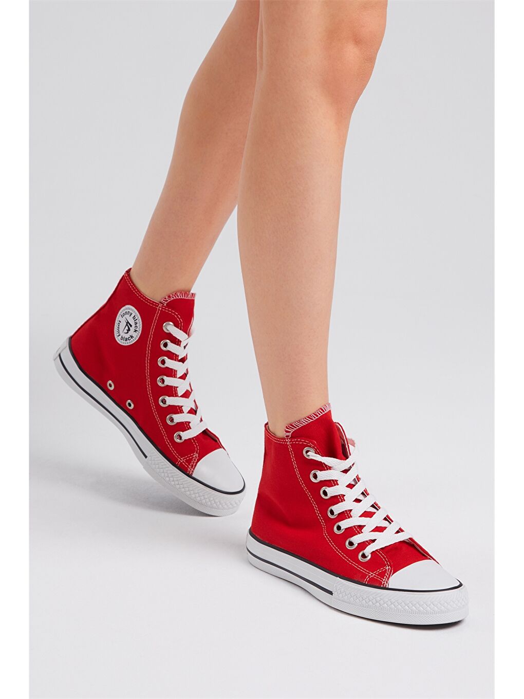 Kırmızı Bağcıklı Bilek Boy Kadın Spor Ayakkabı-12