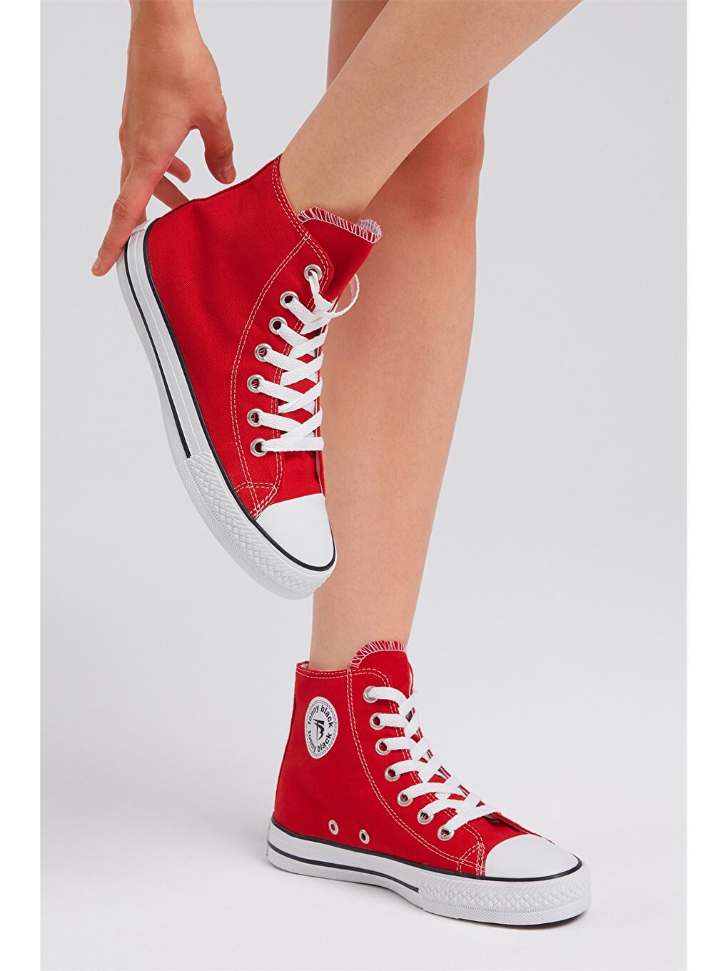 Kırmızı Bağcıklı Bilek Boy Kadın Spor Ayakkabı-16