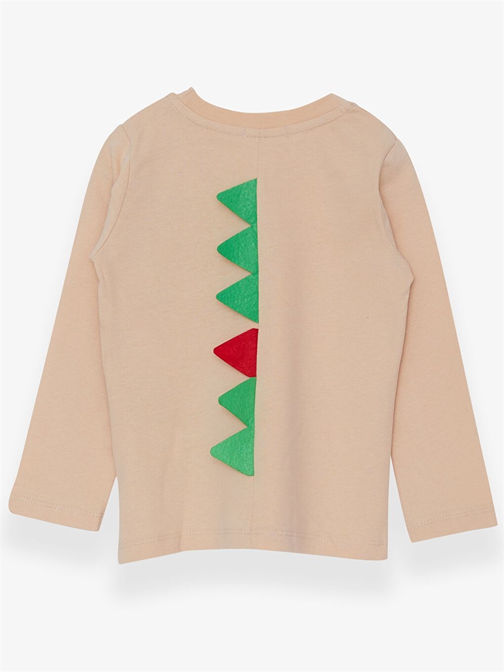 Bej Bisiklet Yaka Uzun Kollu Baskılı Erkek Bebek Tişört-1