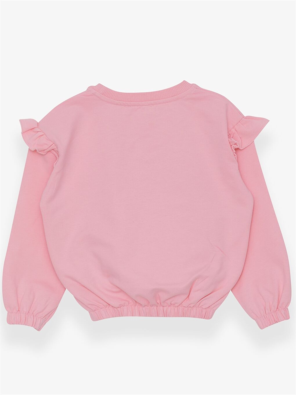 Gri Bisiklet Yaka Uzun Kollu Baskılı Kız Bebek Sweatshirt-1